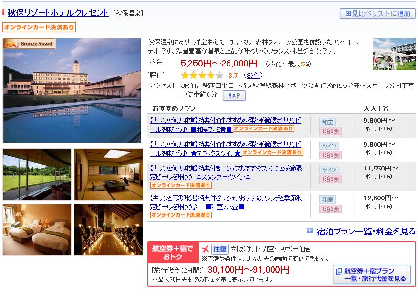 秋保リゾートホテルクレセント